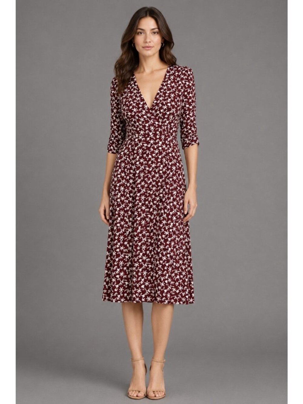 BA&SH Womens Size 0 (US Size 4) Coachella Midi Dress in Bordeaux (Dark Red)